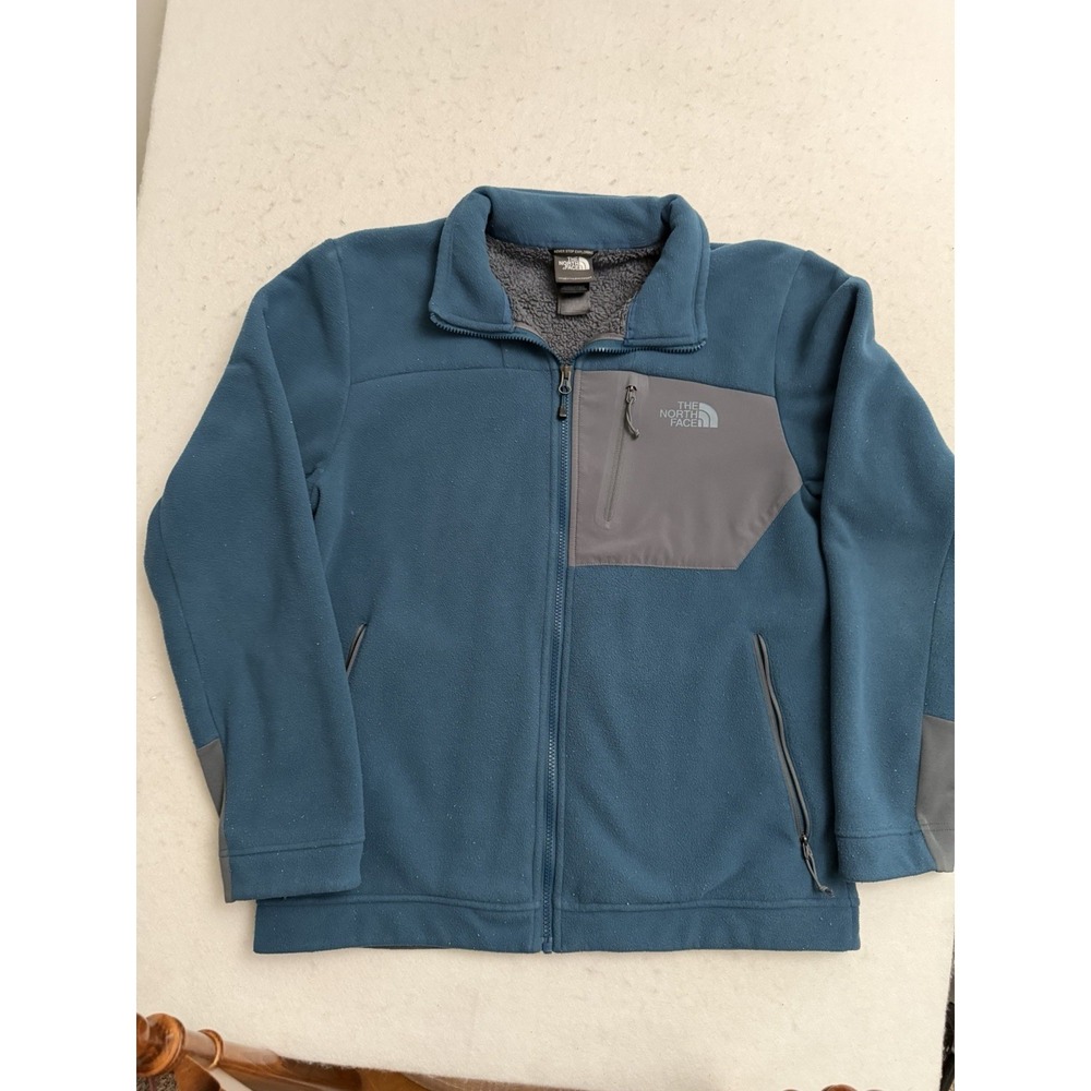 The North Face Men's M Full Zip Sherpa Fleece Lined Soft Shell Jacket Blue‎ Gray